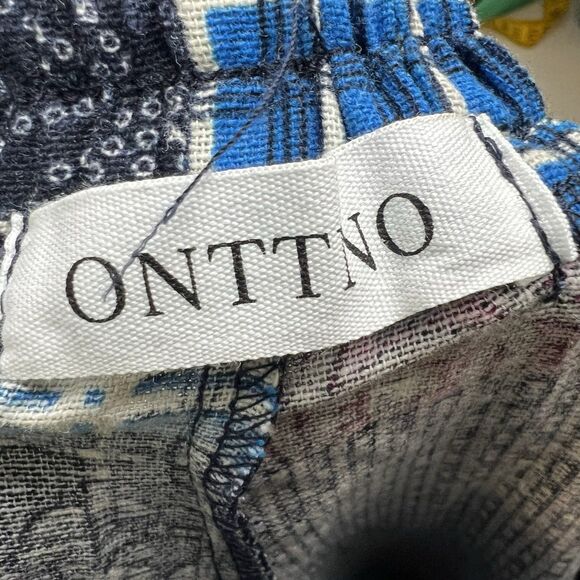 Onttno Adult  Harem Joggers Patchwork Pants L Cotton Linen Boho Festival Casual - Picture 11 of 13